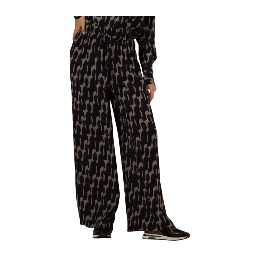 Notre-v Wijde Pijp Zwarte Broek Black Dames