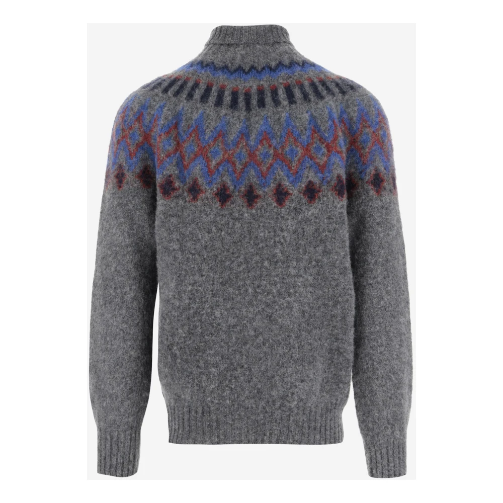 Howlin' Geometrische Wollen Trui Hoge Kraag Gray Heren
