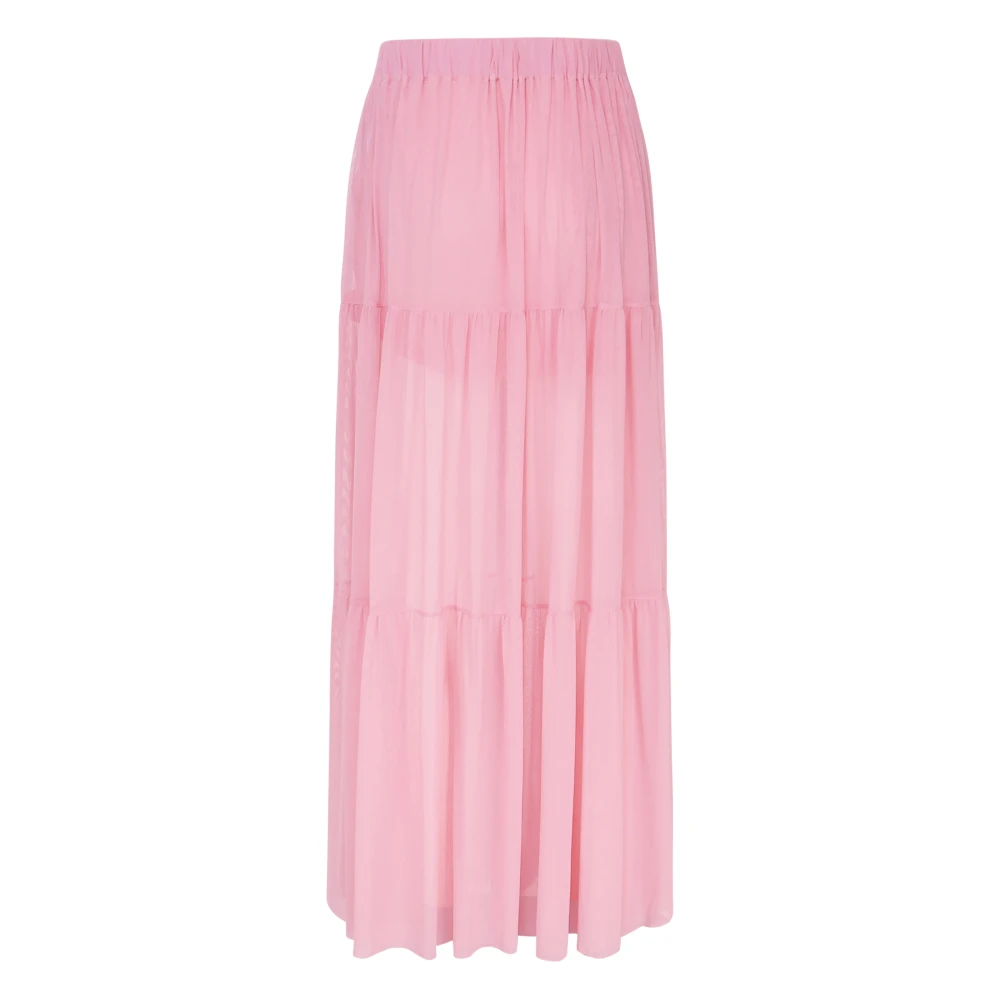 Fisico Roze Gerimpelde Lange Rok Elastische Taille Pink Dames