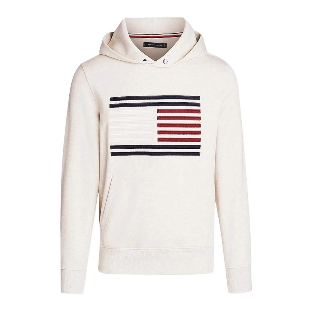Tommy Hilfiger Heren Logo Grosgrain Hoodie Beige Heren