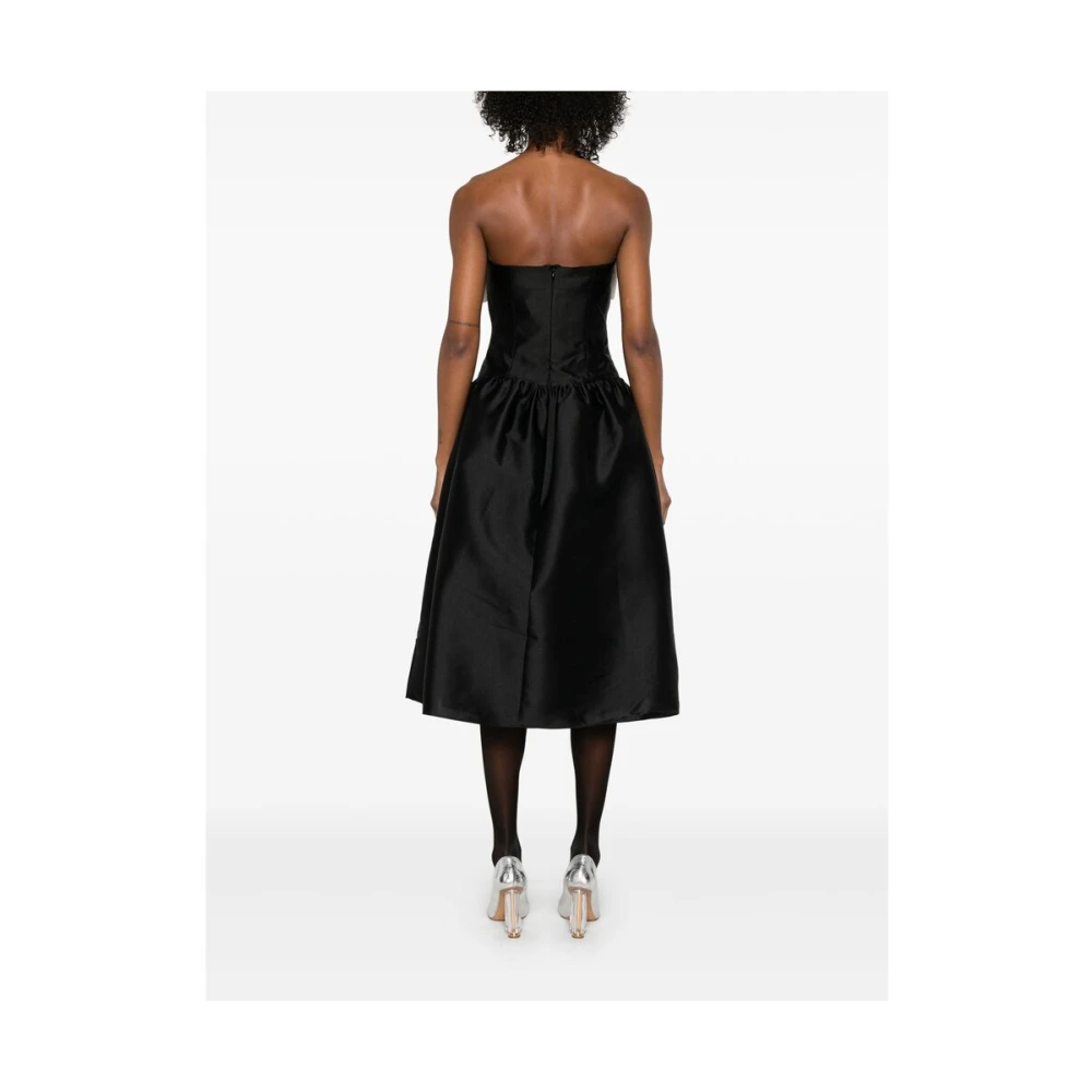 Self Portrait Strapless Zwarte Jurk met Zakken Black Dames