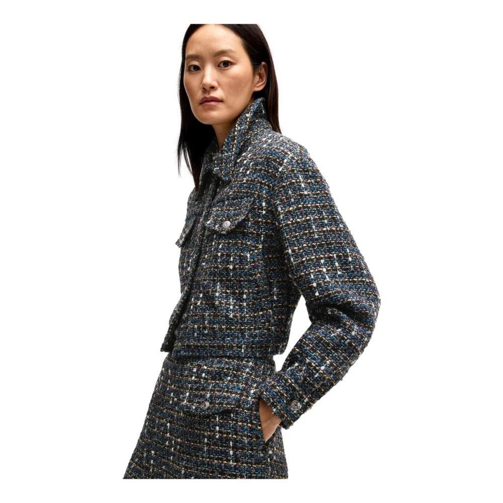 Hugo Boss Korte Tweedjas met Branded Knopen Black Dames