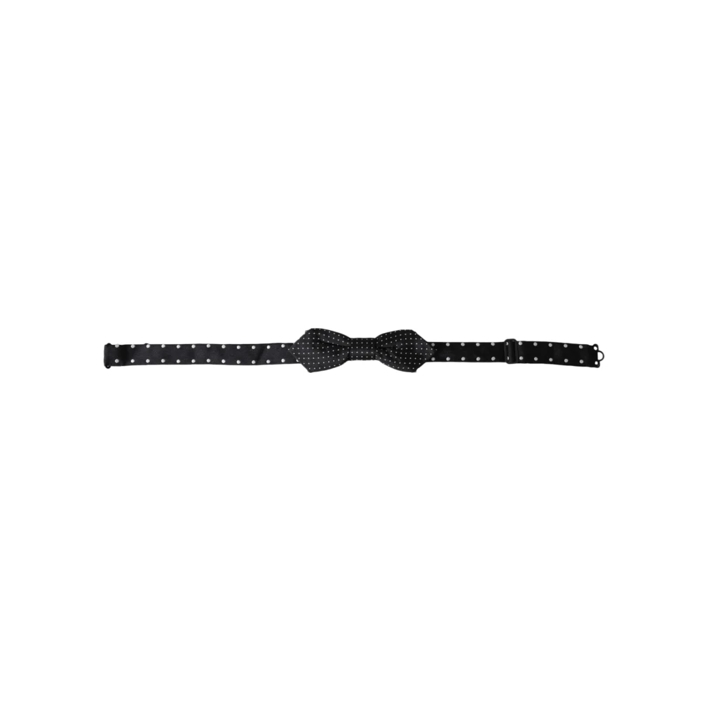 Dolce & Gabbana Men's Black Bow Ties, One Size, Silk Polka Dot Adjustable Neck Bow Tie