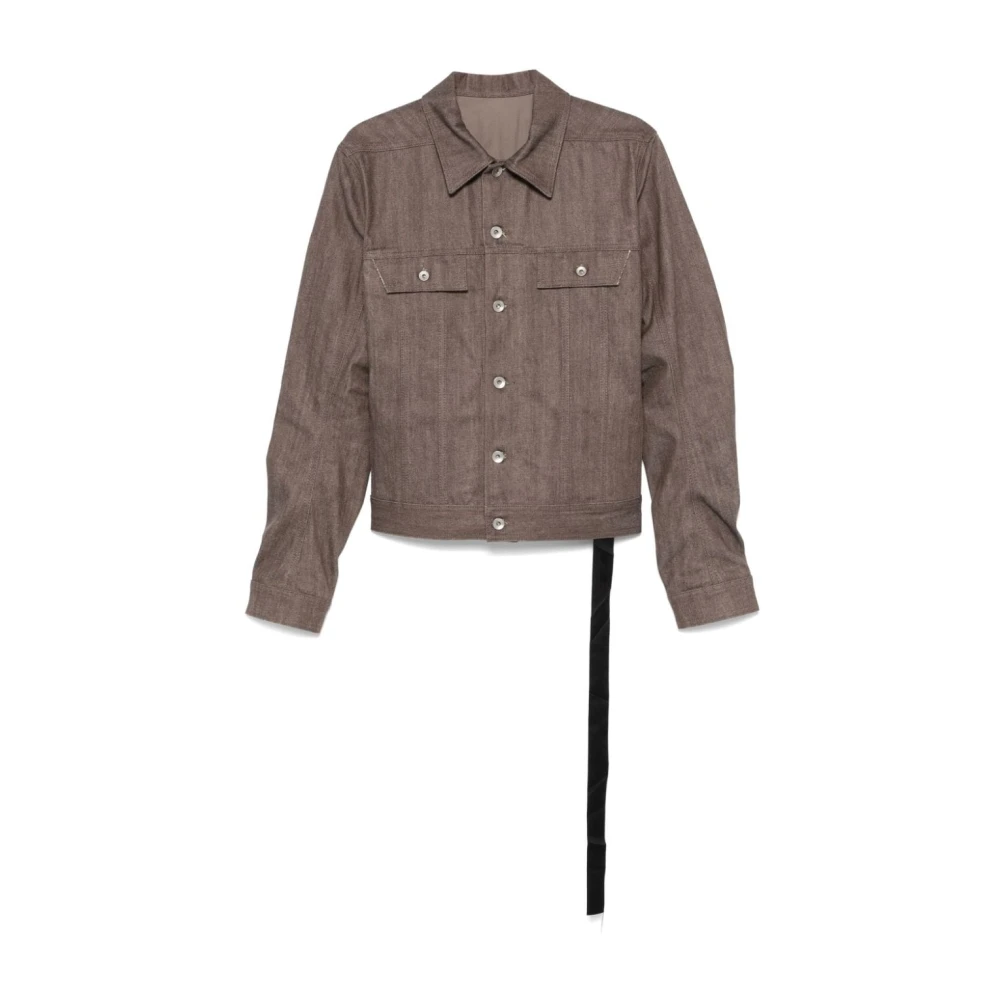 Rick Owens Denim Trucker Jacket Brown Heren