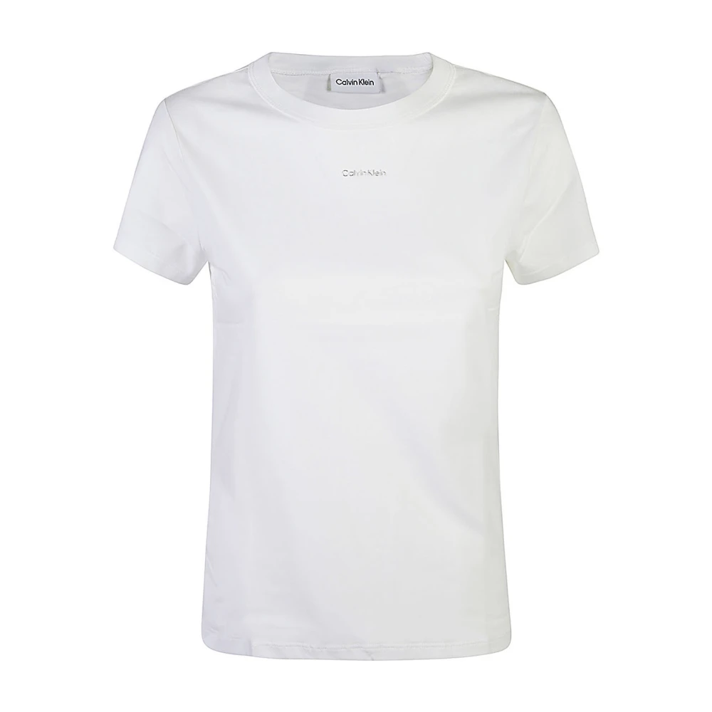 Calvin Klein Wit T-shirt met reliëflogo White Dames
