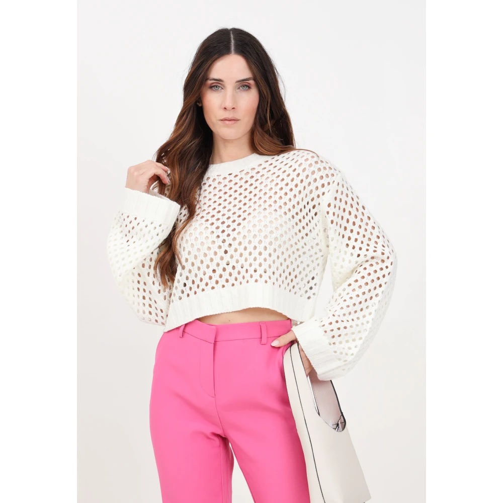 Only Round-neck Knitwear White Dames