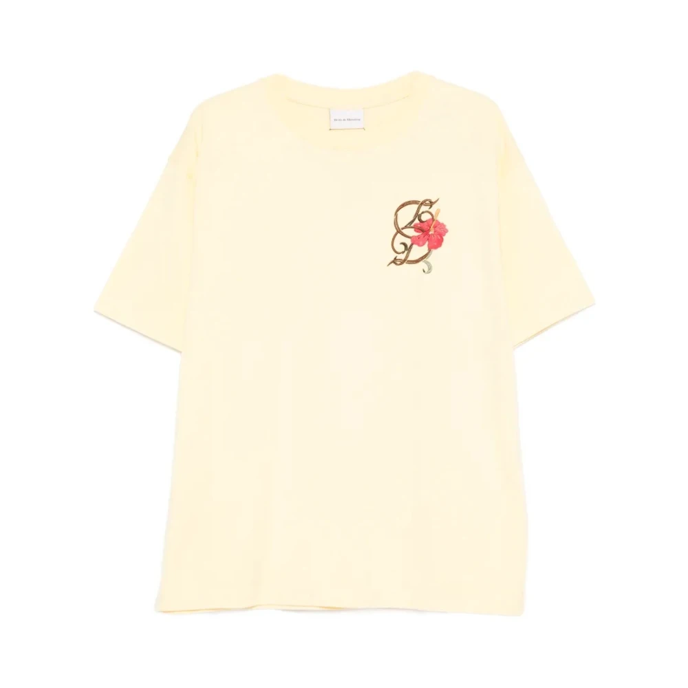 Drole De Monsieur Men's Yellow D Hibiscus Brodée T-Shirt