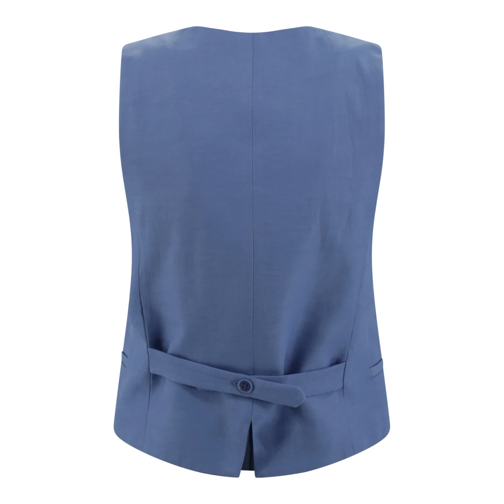 P.a.r.o.s.h. Blauwe Mouwloze V-hals Jas Blue Dames