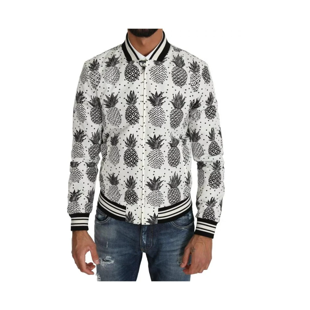 Dolce & Gabbana Bomberjack met Ananasprint en Logo Multicolor Heren