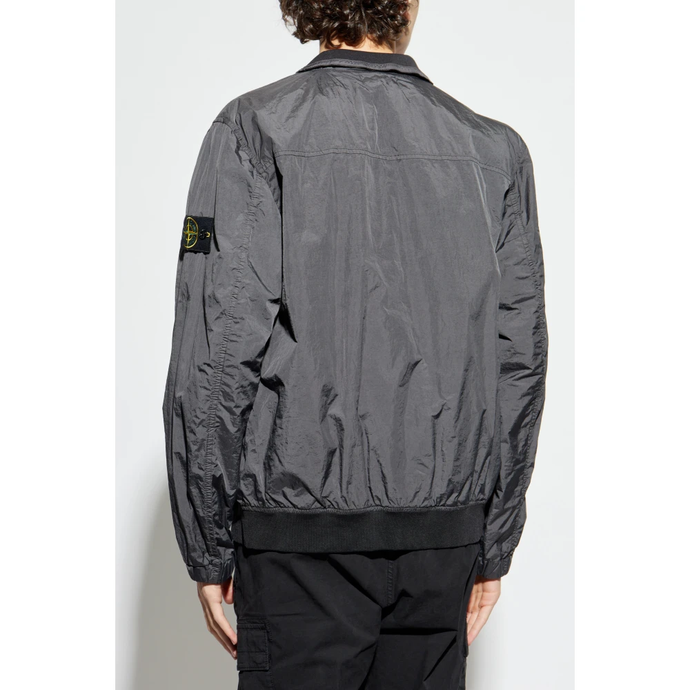 Stone Island Lichtgewicht jas met logo Gray Heren