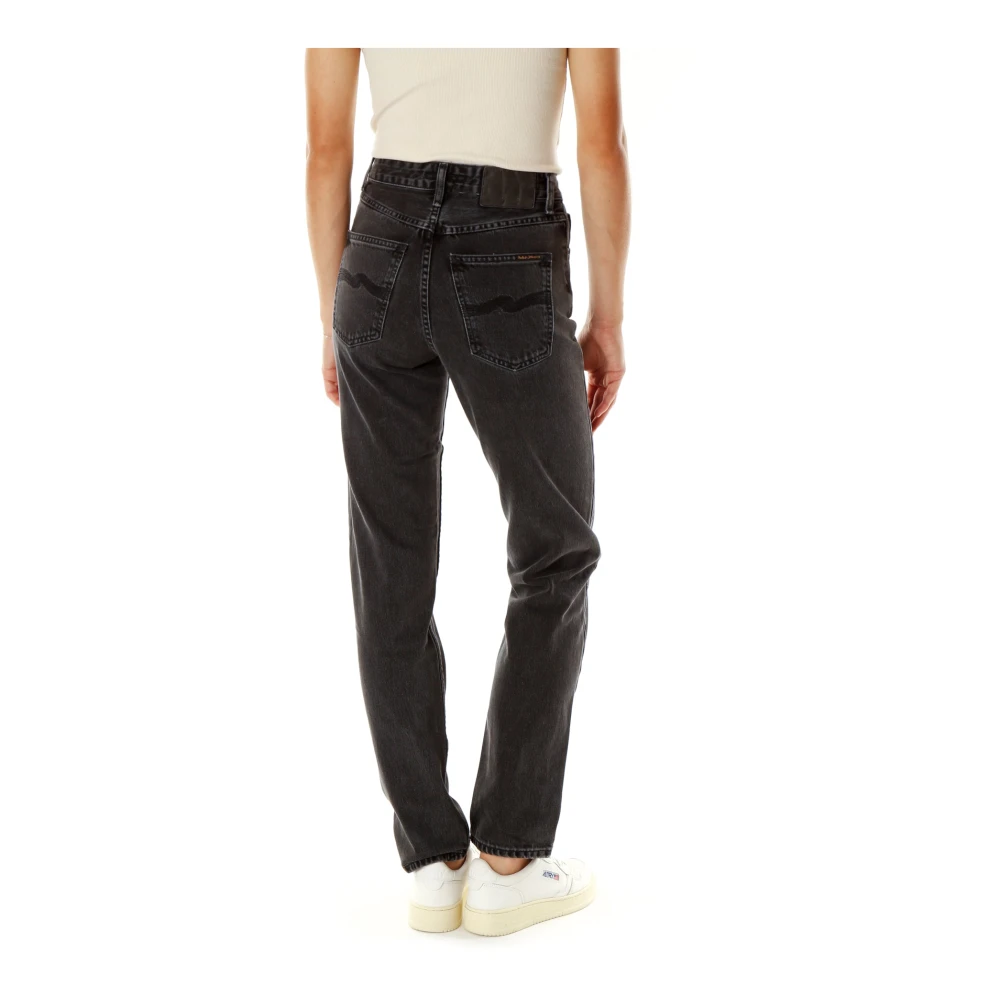 Nudie Jeans Hoge Taille Tapered Fit Jeans Gray Dames