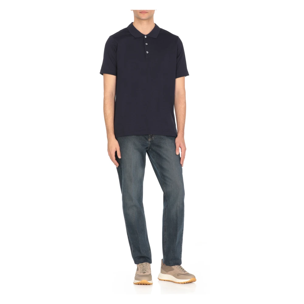 Fay Blauw Poloshirt met Kraag en Korte Mouwen Blue Heren