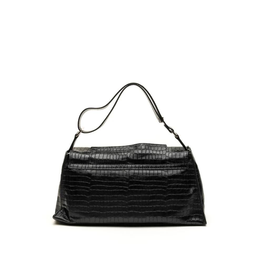 Orciani Zwarte Leren Schoudertas Black Dames