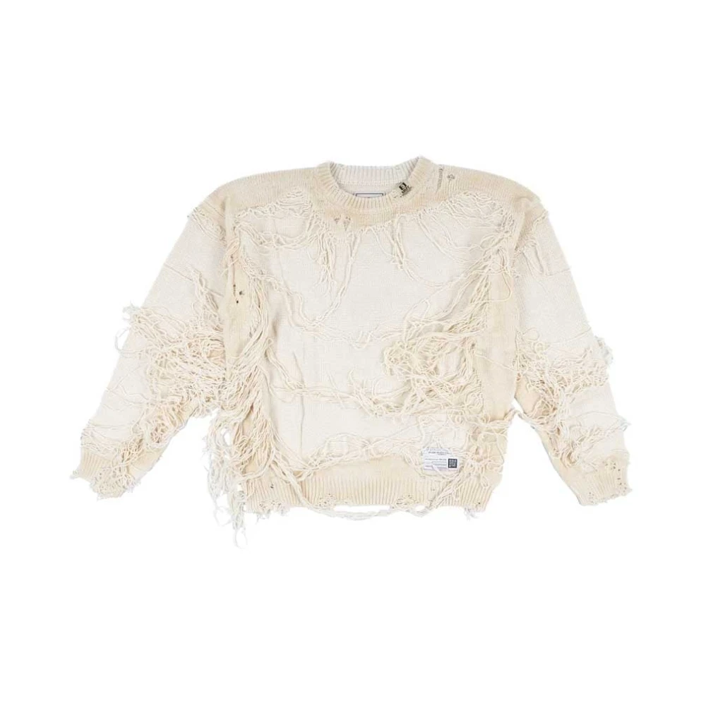 Mihara Yasuhiro Witte Pullover met Gaten Multicolor Heren
