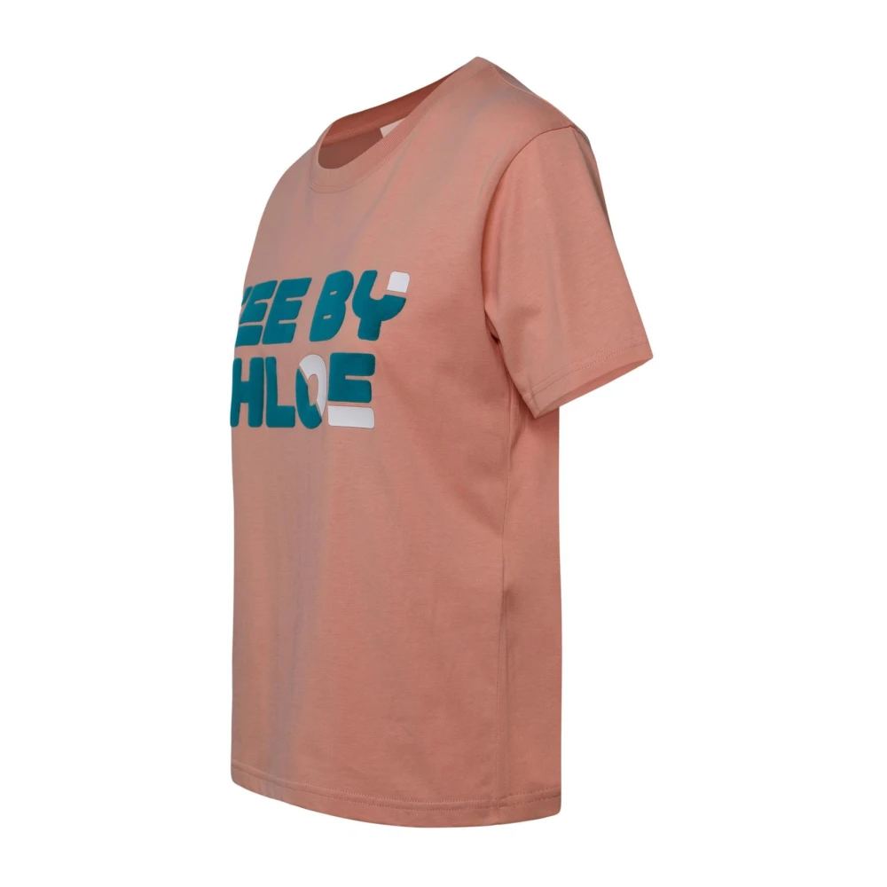 See by Chloé Roze Katoenen T-Shirt Stijlvolle Upgrade voor Dagelijkse Outfits Pink Dames