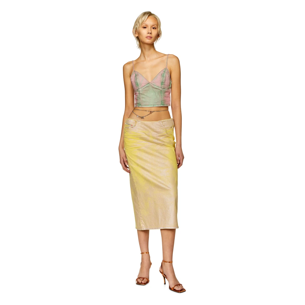 Diesel Top in bicolour laminated denim Multicolor Dames