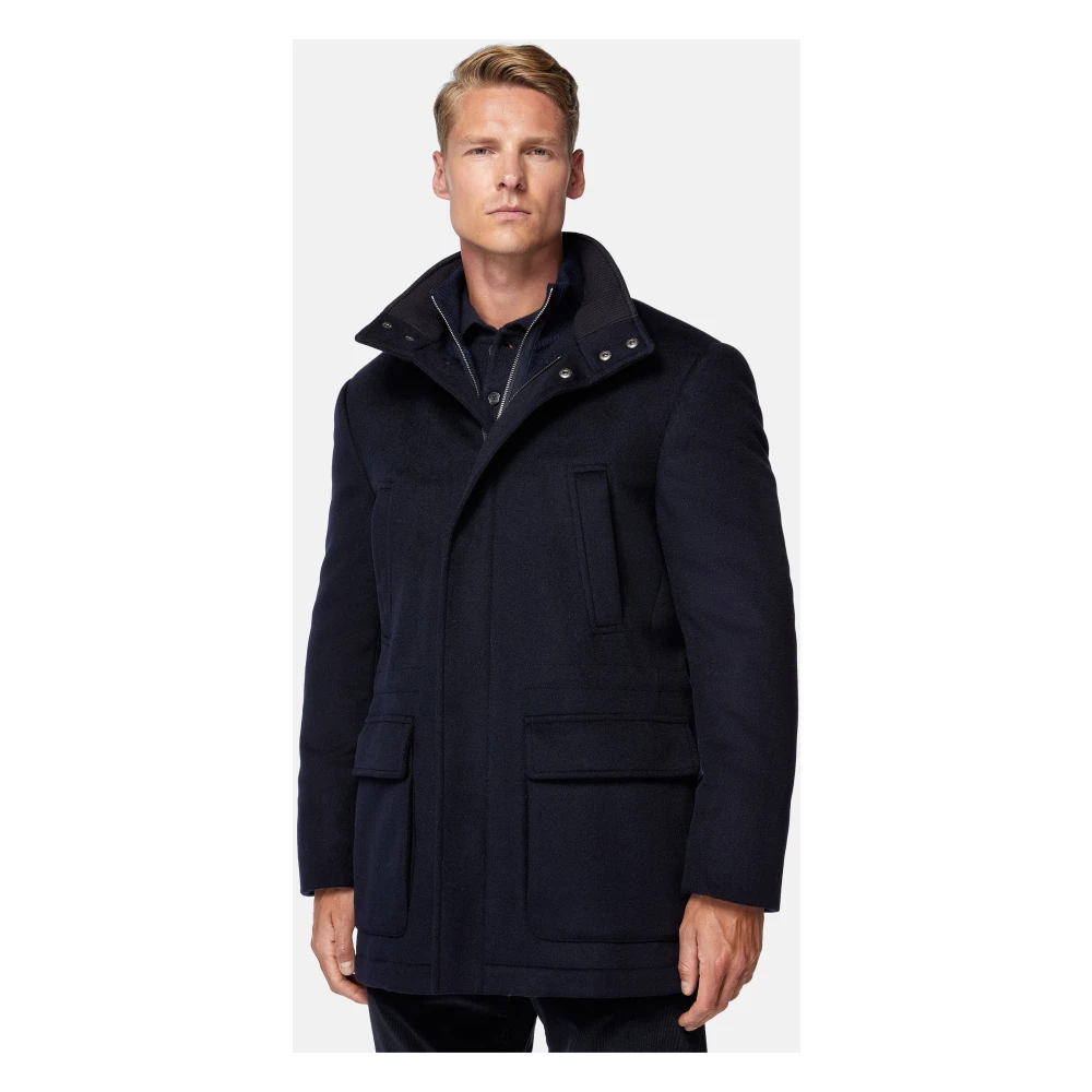 Boggi Milano Car Coat Blue Heren