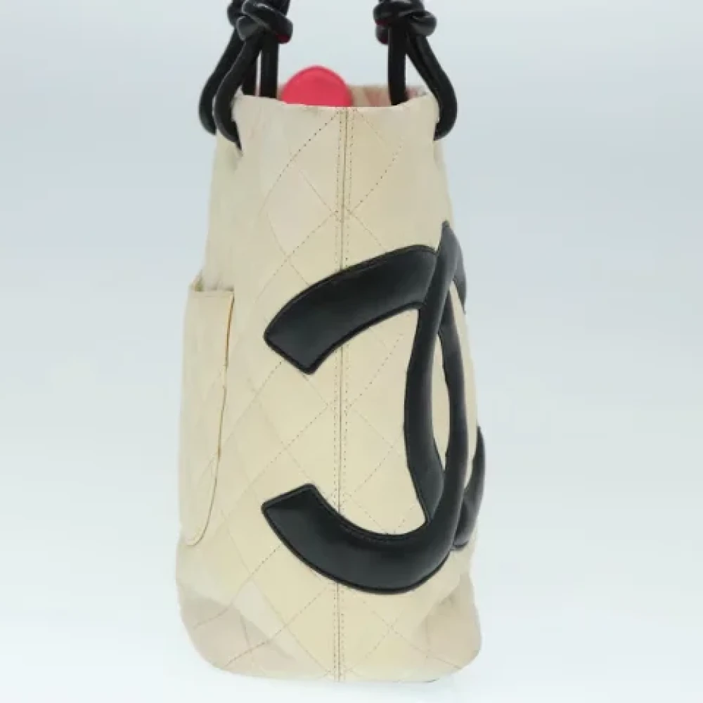 Chanel Vintage Pre-owned Leather totes Beige Dames