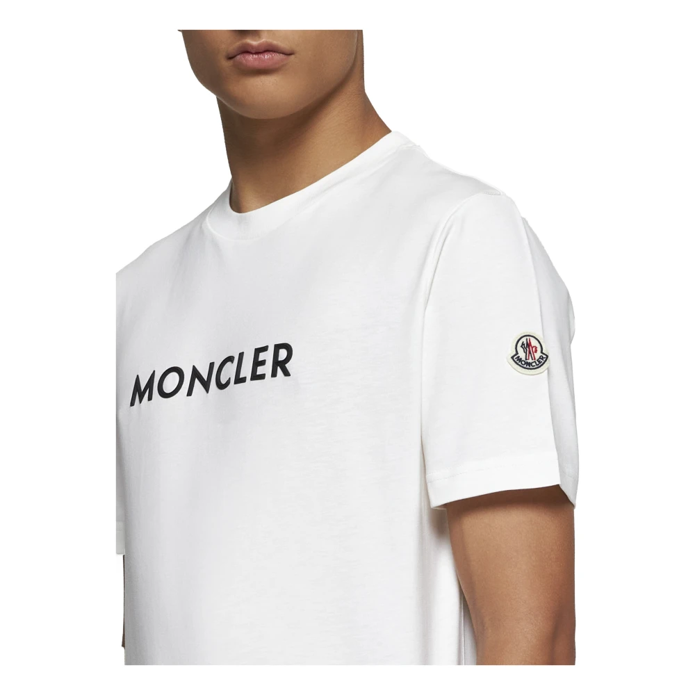 Moncler Wit Katoenen Logo T-shirt White Heren