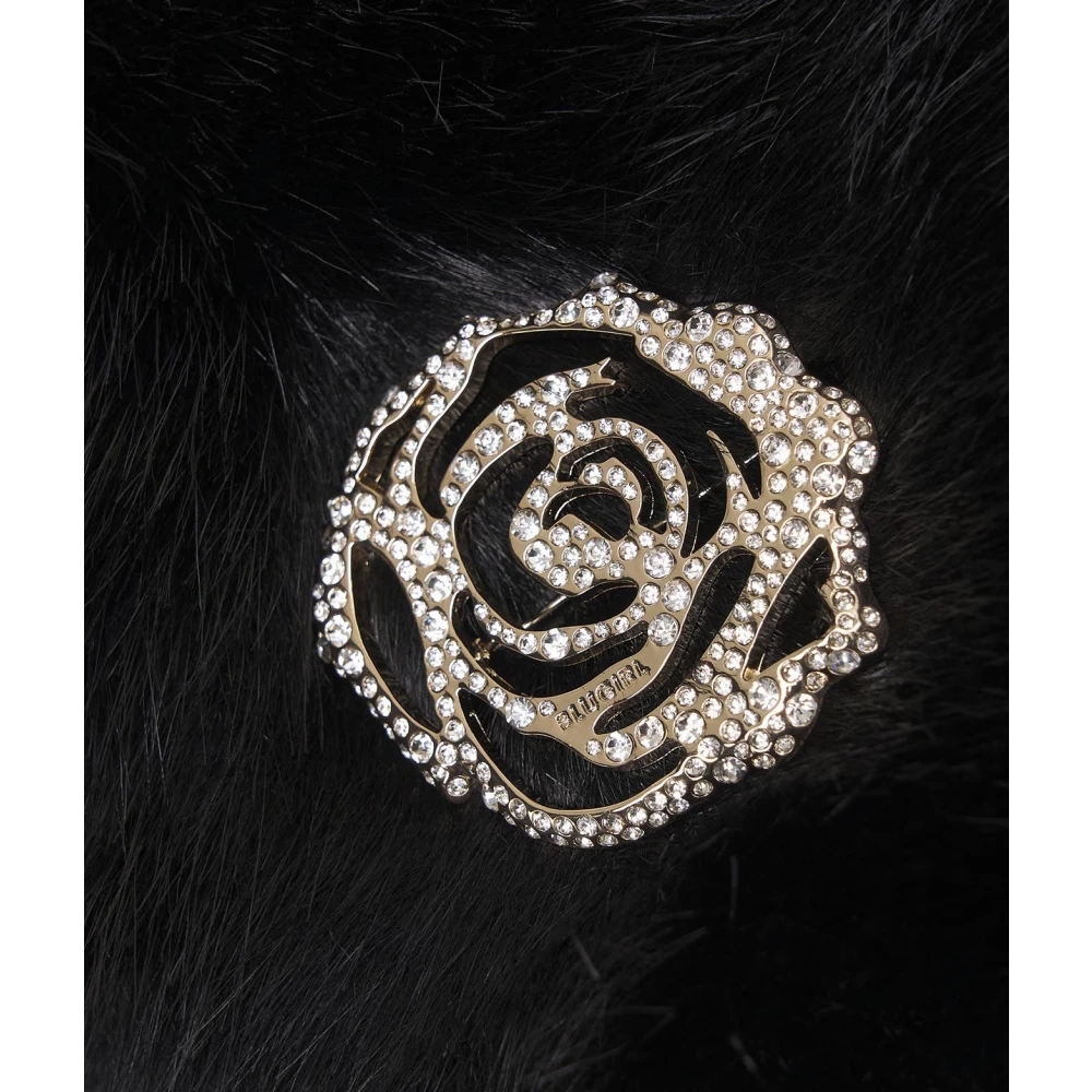 Blugirl Zwarte Nep Bont Kraag met Broche Black Dames