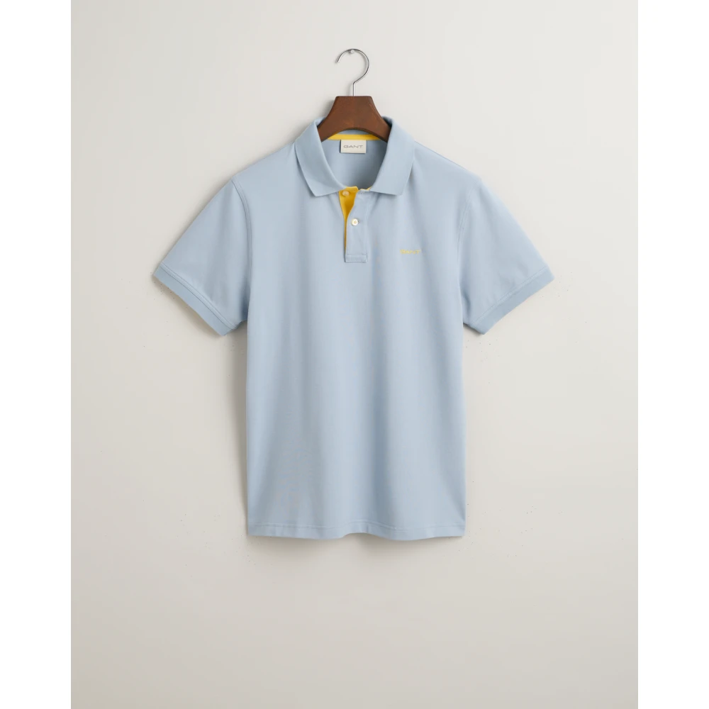 Gant Contrast Piqué Polo Shirt Blue Heren