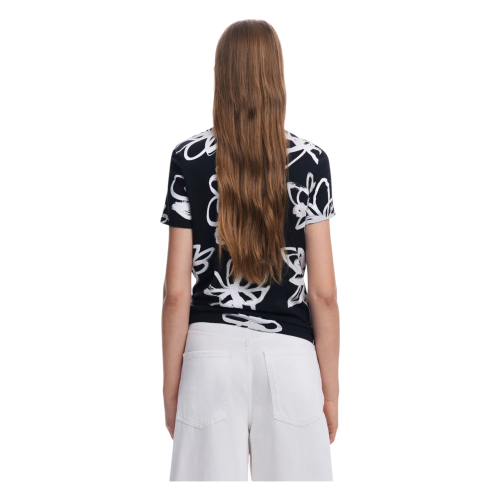 Desigual Korte mouwen katoenen T-shirt lente zomer Black Dames