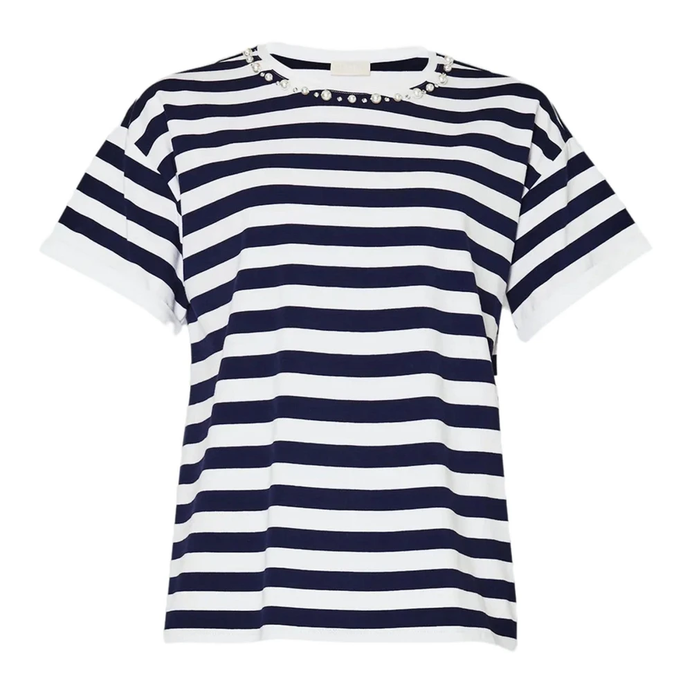 LIU JO Dames Tops & T-shirts J.striped T-shirt Blauw wit Gestreept