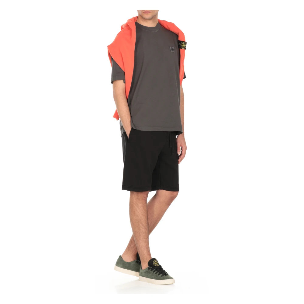 Stone Island Grijze Katoenen T-shirt met Logopatch Gray Heren