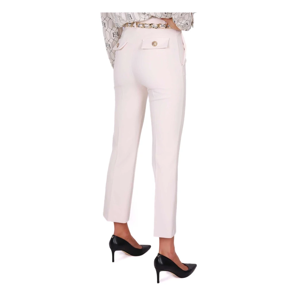 Elisabetta Franchi Smalle Sigarettenbroek met Riem Beige Dames