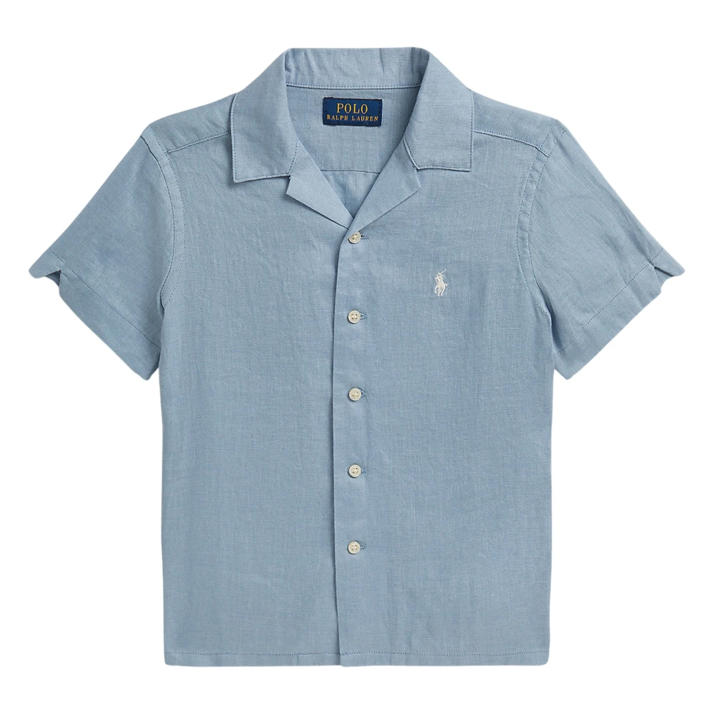 Ralph Lauren Boys Blue Kids Shirts, 2 Y, Linen Logo Shirt