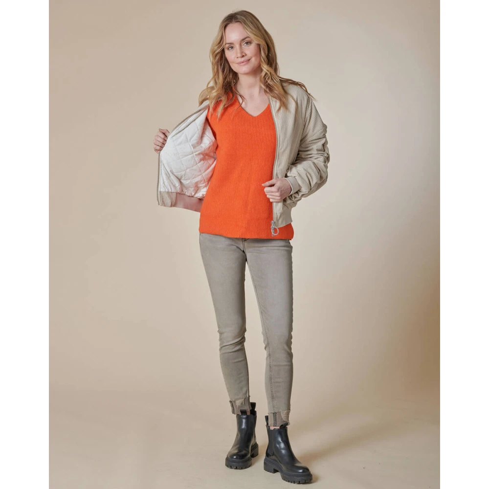 Zhrill Ribfluwelen Jas Zhalba Model N424444 Brown Dames