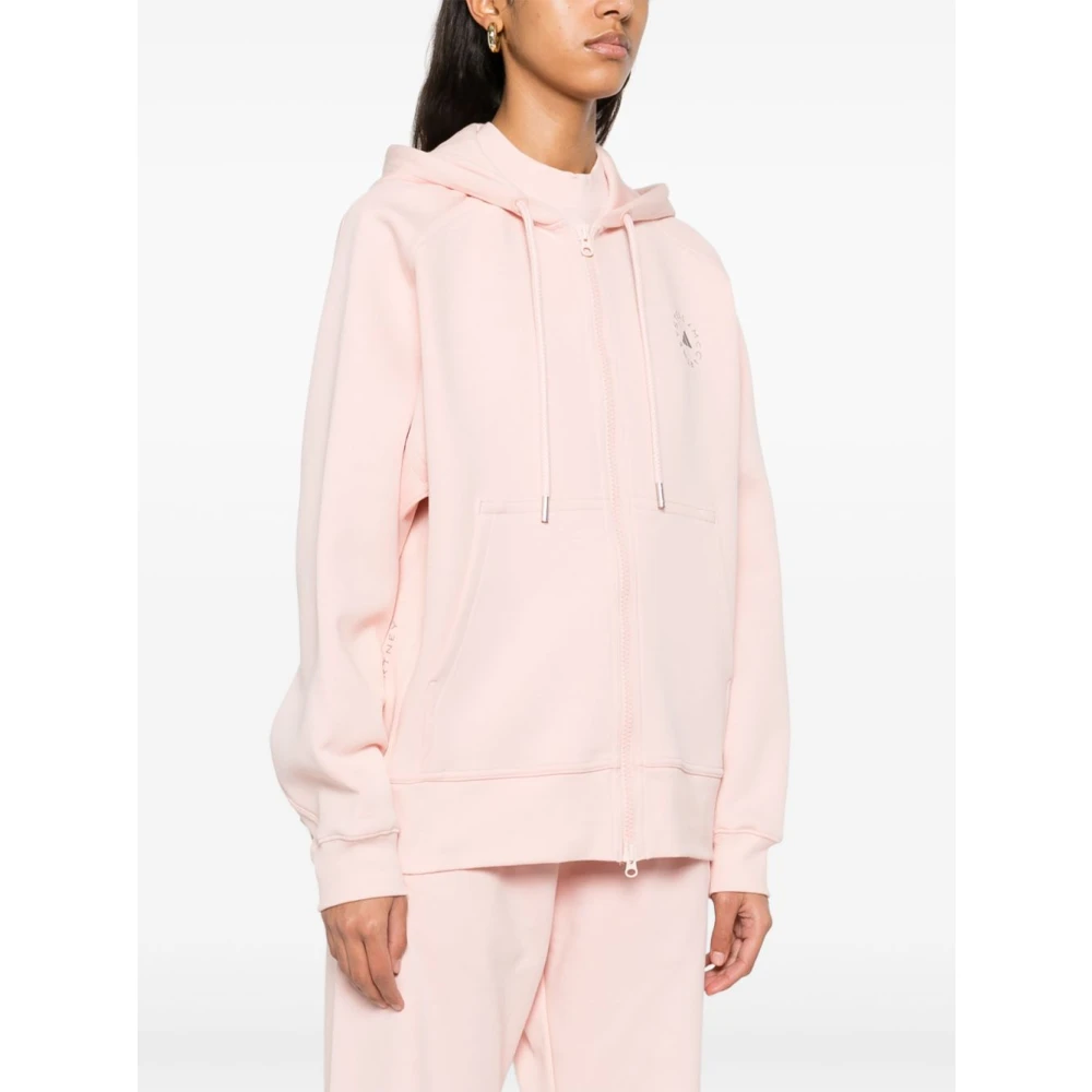 adidas by stella mccartney Roze Sweater met Rits en Capuchon Pink Dames