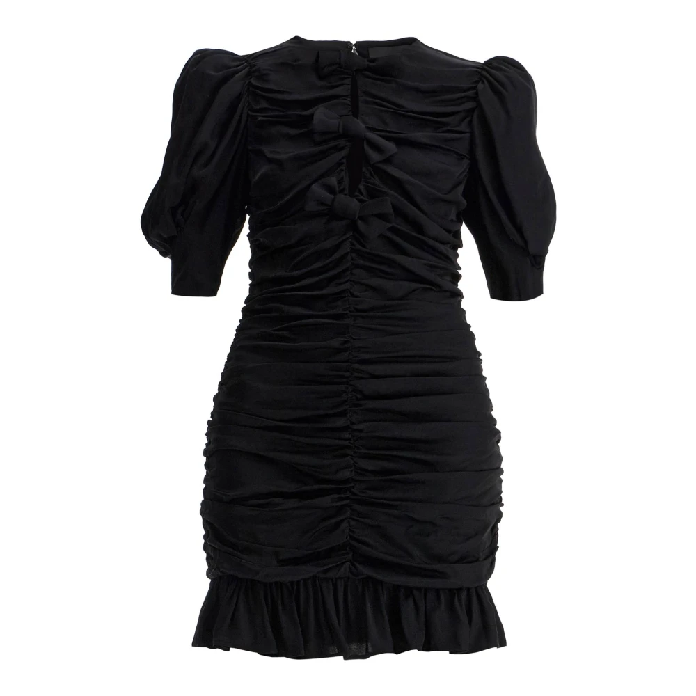 Rotate Birger Christensen Satin Draped Mini Jurk Black Dames