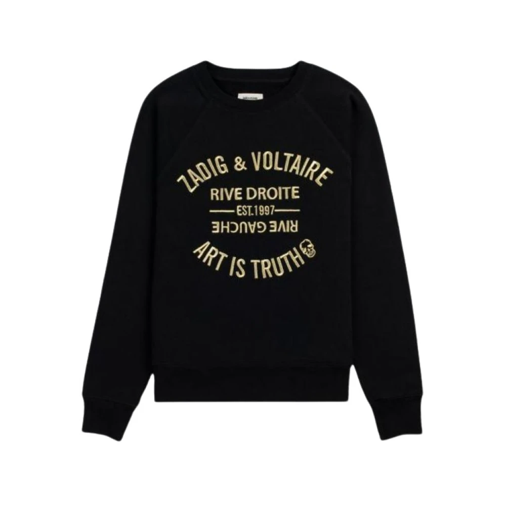 Zadig & Voltaire Zwarte Sweaters Bovenste Blason Geborduurd Black Dames