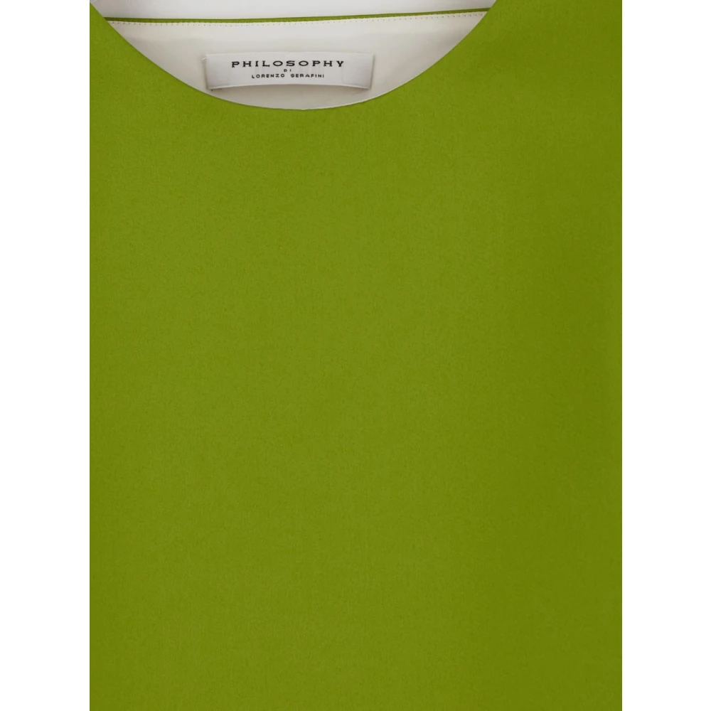 Philosophy di Lorenzo Serafini Elegante Mouwloze Polyester Jurk Green Dames