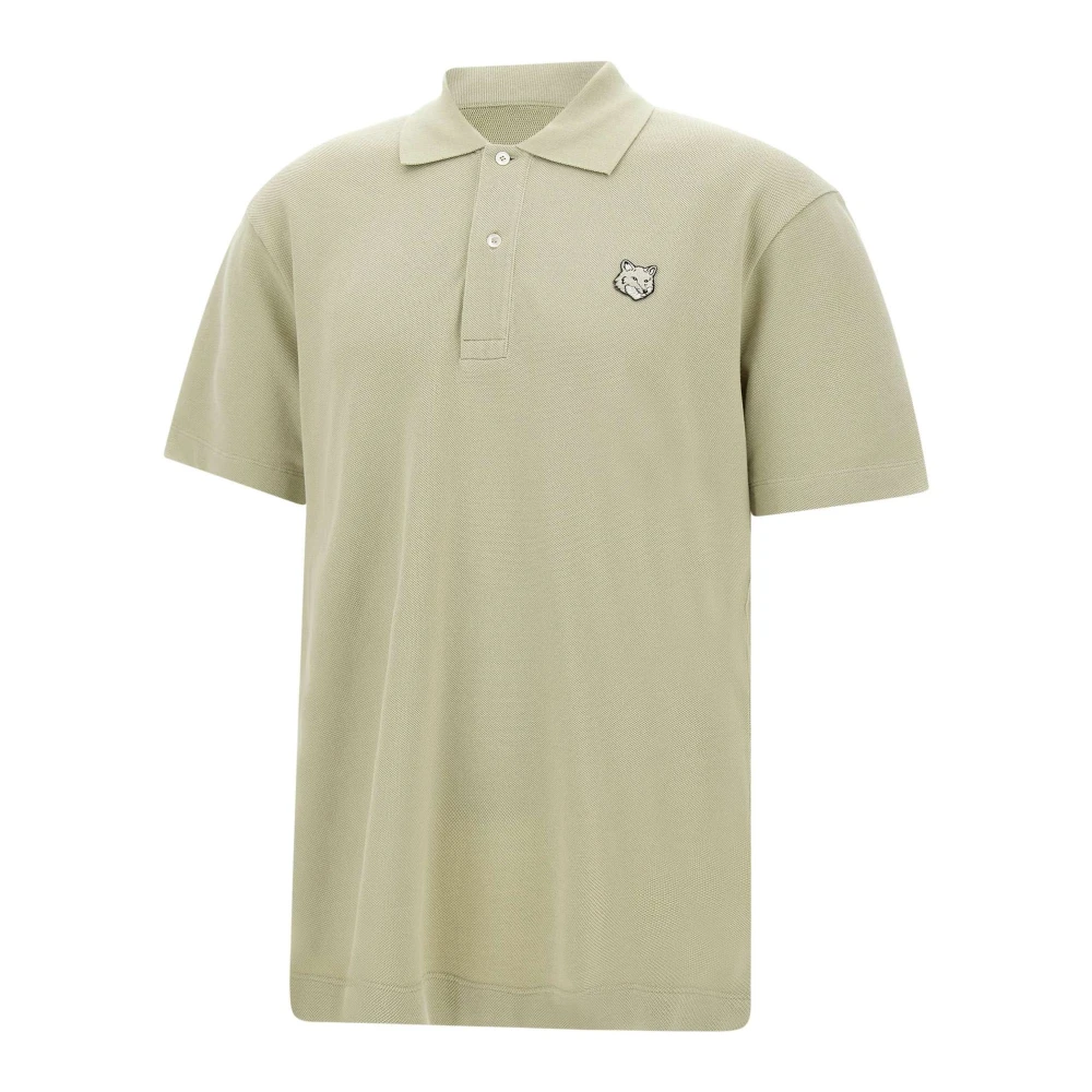 Maison Kitsuné Groen Poloshirt met Vos Logo Green Heren