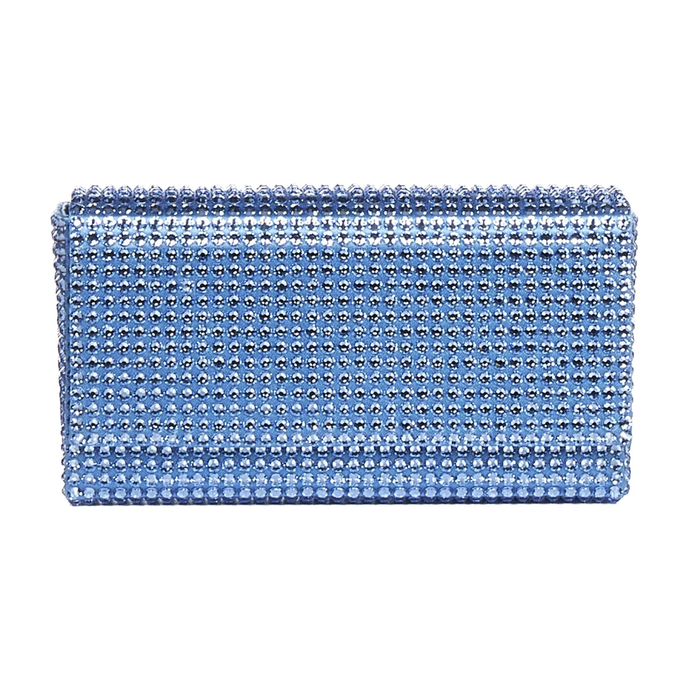 Amina Muaddi Women's Blue Crystal Clutch Bag