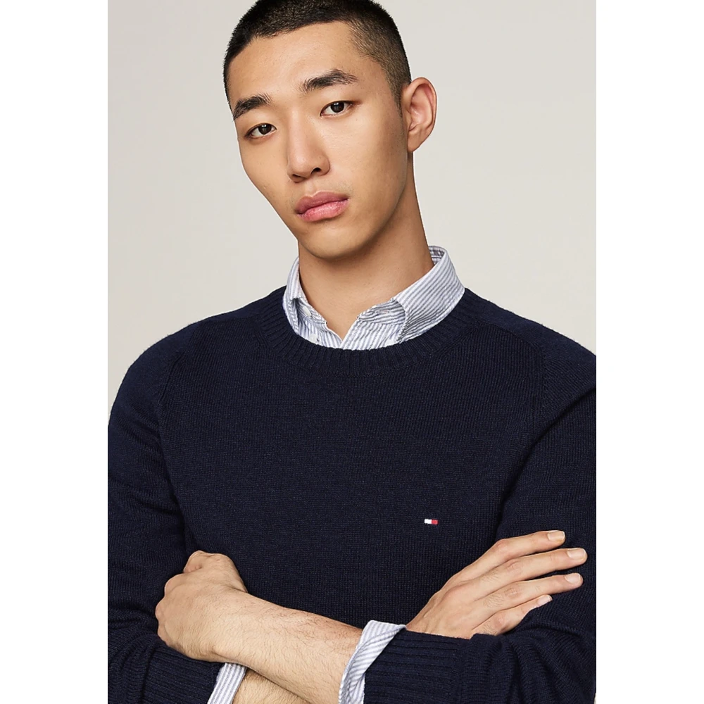 Tommy Hilfiger Lamswol Crew Neck Sweater Blue Heren