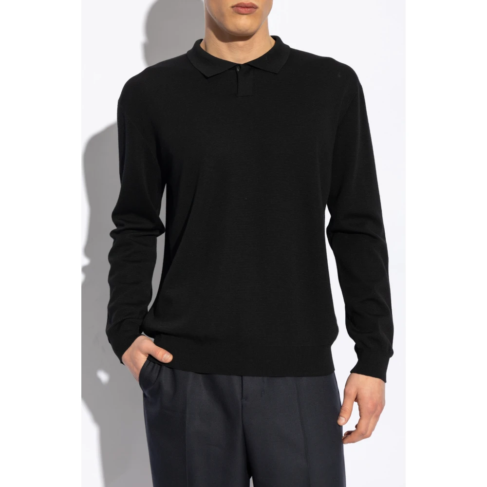 Giorgio Armani Wollen Polo Black Heren