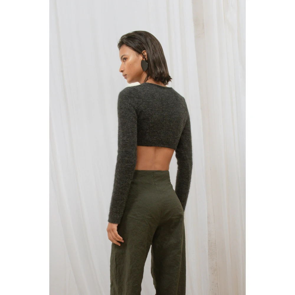 Cortana Alpaca Merino Zijde Grafiet Top Black Dames