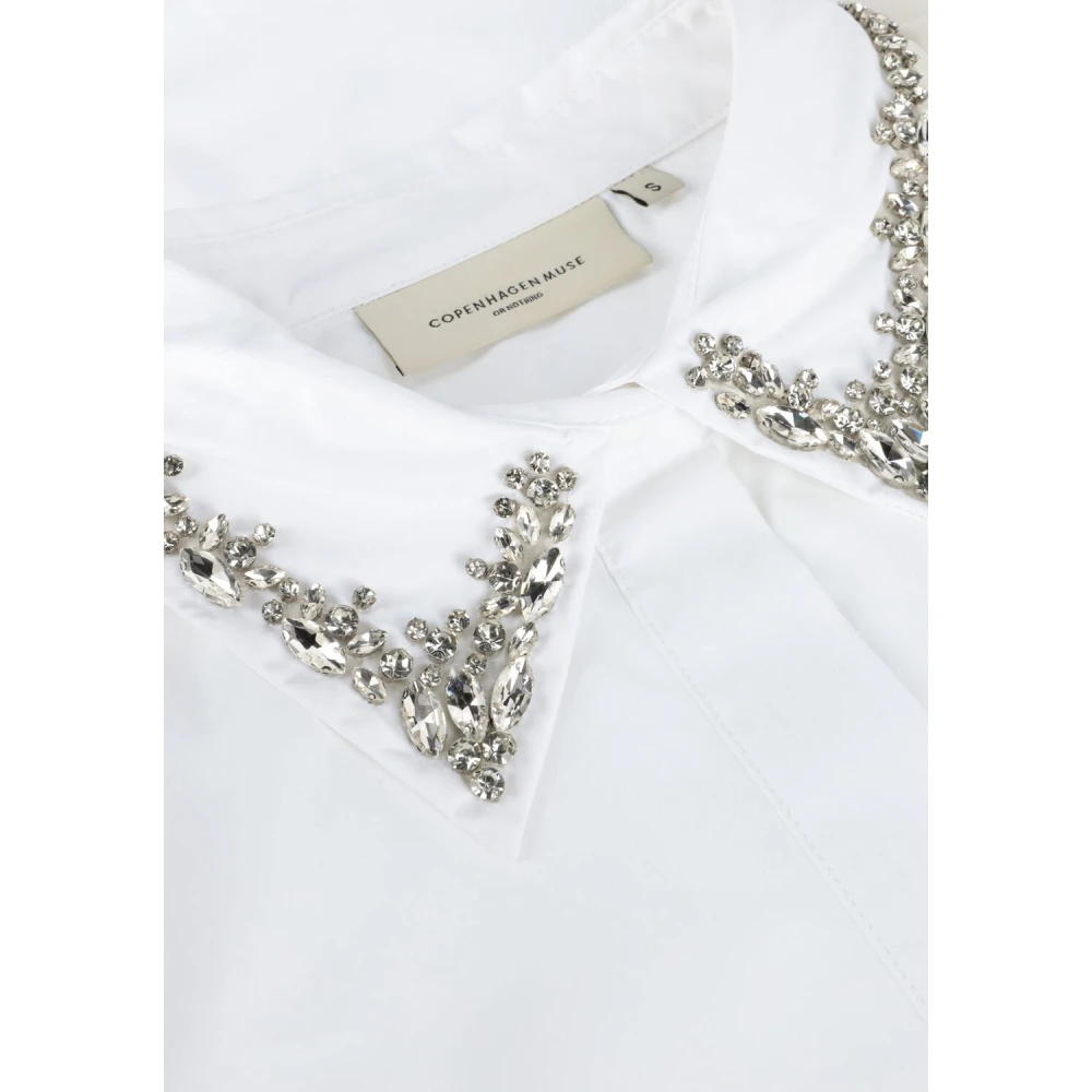 Copenhagen Muse Witte Katoenen Blouse met Speelse Kraag White Dames