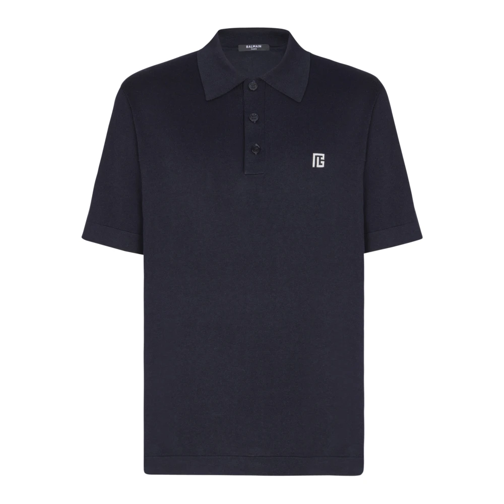 Balmain Herr Blå Toppar Xl, Bomull, Broderad Bomullspolo