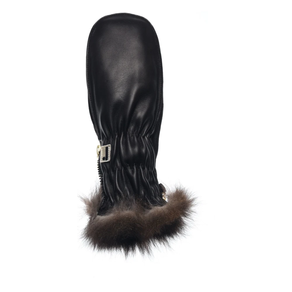 Restelli Guanti Waterafstotende leren handschoenen Black Dames
