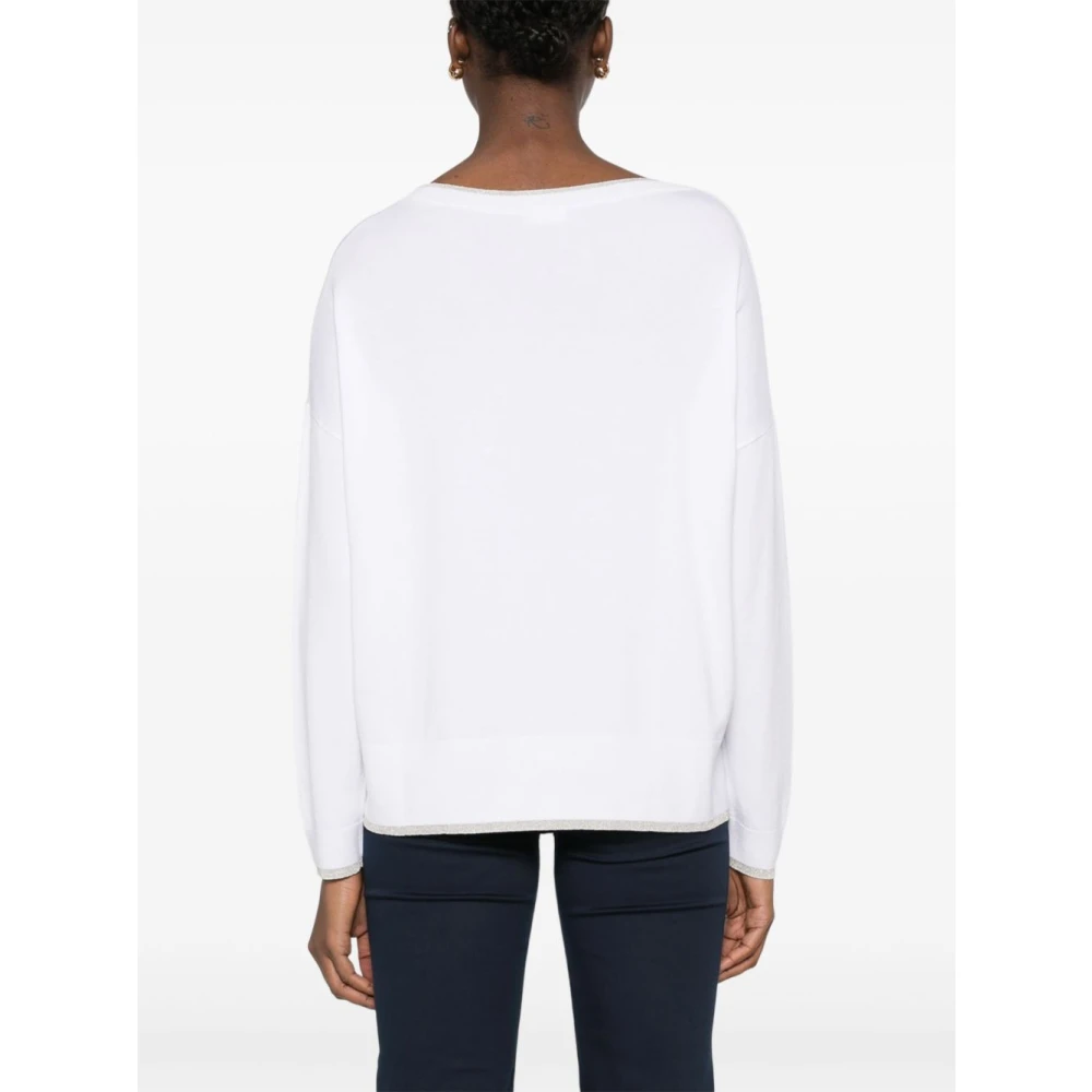 Liu Jo Witte Sweater met Appliqué Logo White Dames