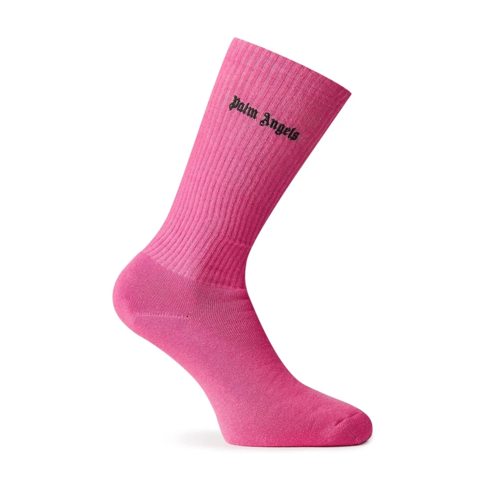 Palm Angels Geborduurde Logo Sokken Pink Dames