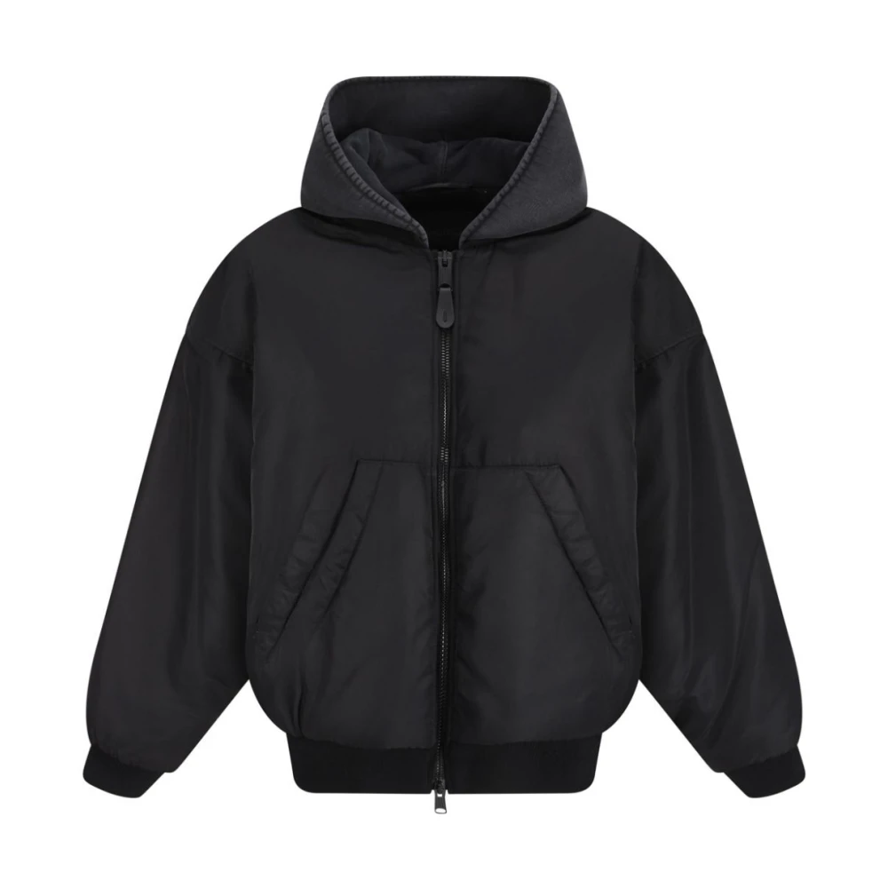 Balenciaga Zwarte Hooded Bomberjas Black Dames