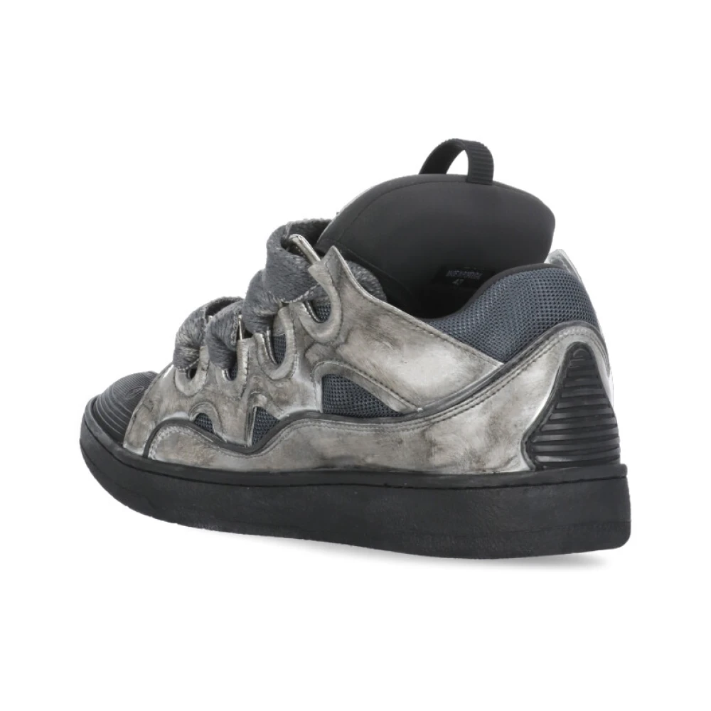Lanvin Grijze Eco Leren Sneakers met Logo Gray Heren