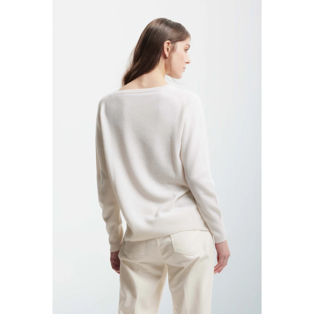 Kocca Zachte Wol Zijde Lange Mouw Trui White Dames