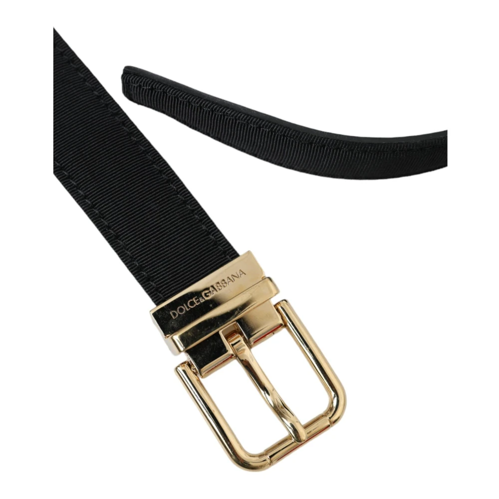 Dolce & Gabbana Zwarte Leren Riem Metalen Gesp Black Heren