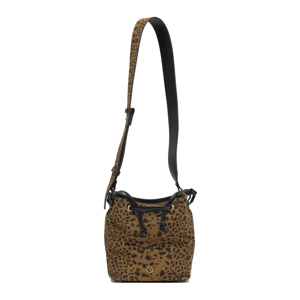 Pinko Women's Brown Leather Crossbody Bag Aw25 - Bucket Bags - One Size - Bags